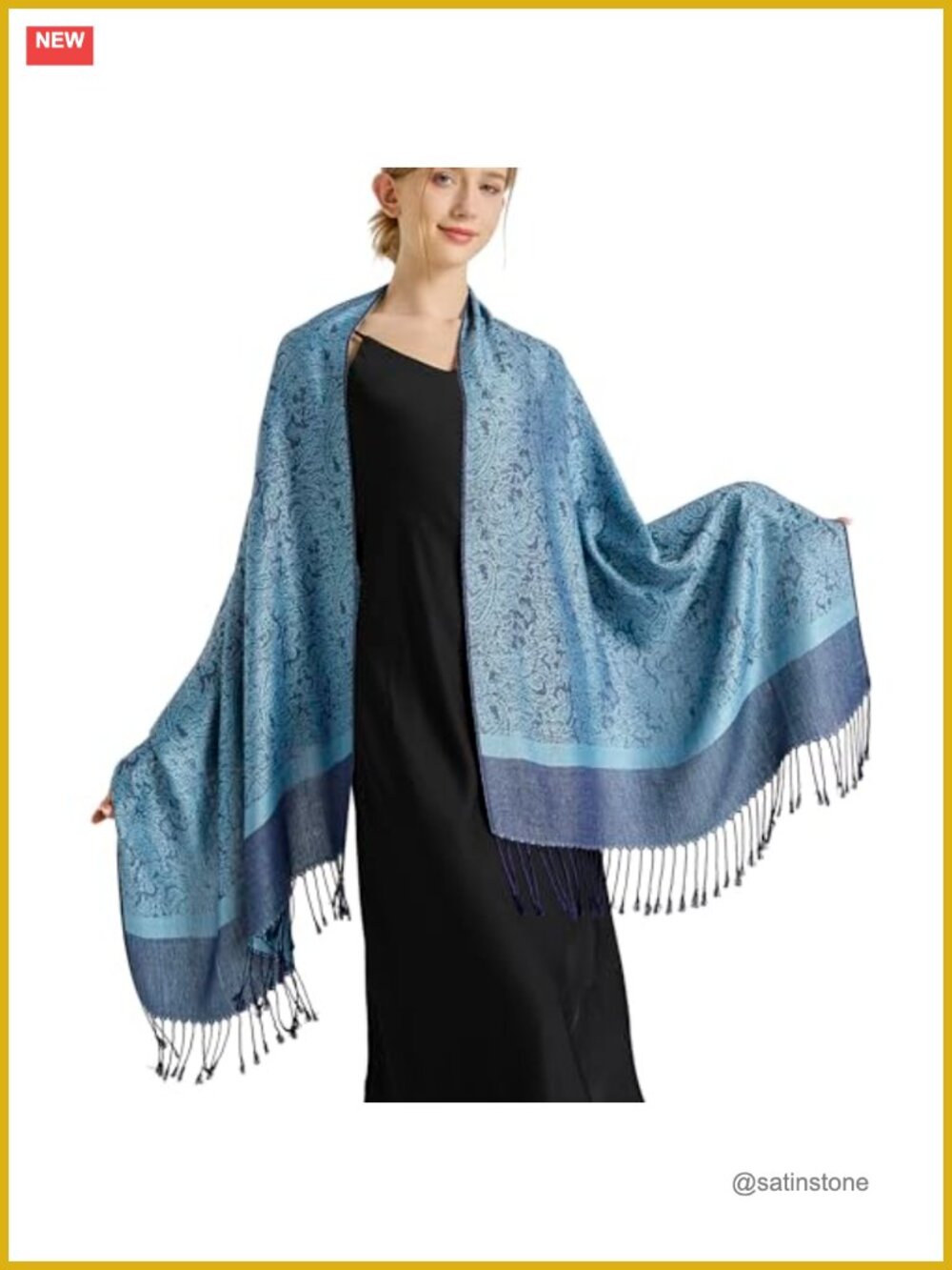 Silky Paisley Pashmina Shawl Wrap Jacquard Double-Sided Evening Travel